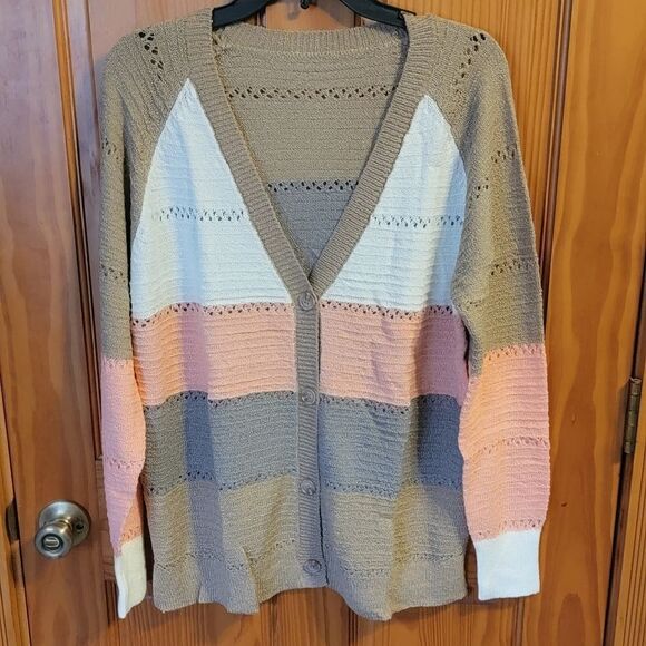 Tops - Women's Button Front Sweater Cardigan xl